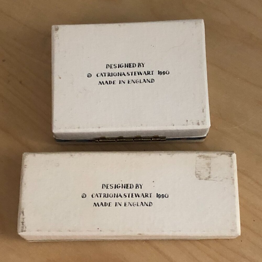 Vintage 1990 Catriona Stewart Golf Fishing Watercolor Painted Boxes - England - Picture 9 of 9
